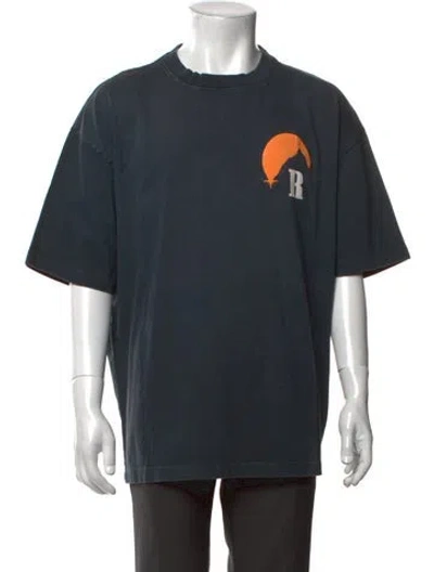 Pre-owned Rhude Graphic Print Crew Neck T-shirt In Grey/orange