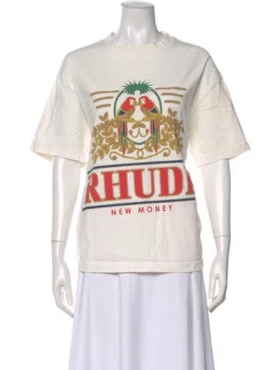 Pre-owned Rhude Graphic Print Crew Neck T-shirt In Neutral