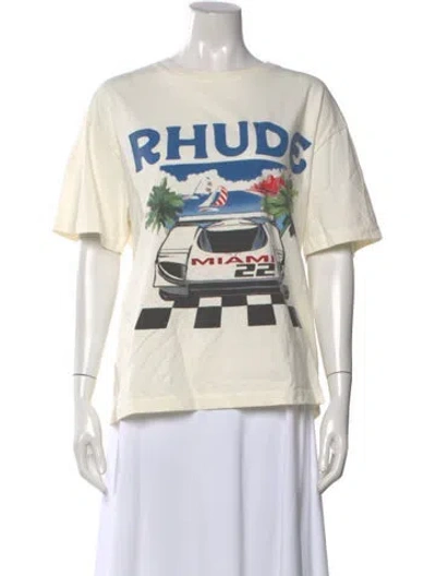 Pre-owned Rhude Graphic Print Crew Neck T-shirt In Neutral