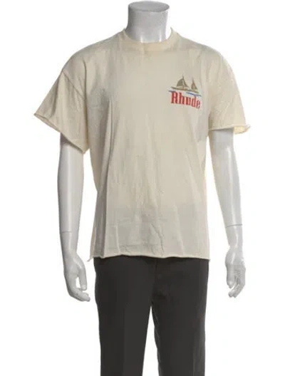 Pre-owned Rhude Graphic Print Crew Neck T-shirt In Neutral