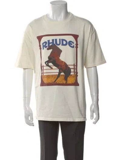Pre-owned Rhude Graphic Print Crew Neck T-shirt In Neutral