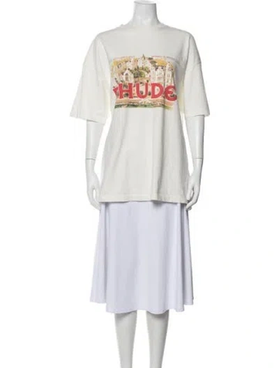 Pre-owned Rhude Graphic Print Crew Neck T-shirt In Neutral