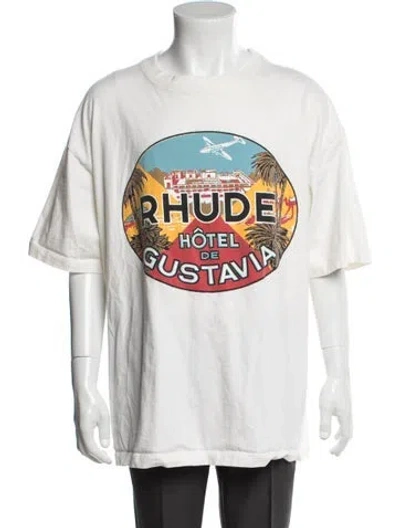 Pre-owned Rhude Graphic Print Crew Neck T-shirt In Neutral