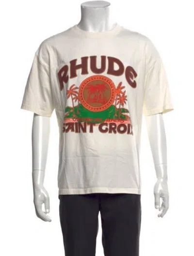 Pre-owned Rhude Graphic Print Crew Neck T-shirt In Neutral