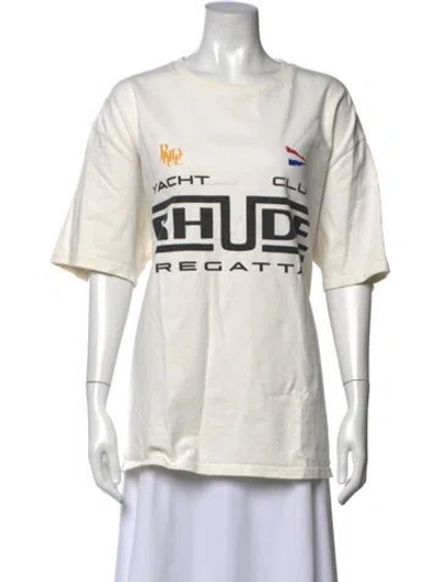 Pre-owned Rhude Graphic Print Crew Neck T-shirt In Neutral