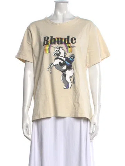 Pre-owned Rhude Graphic Print Crew Neck T-shirt In Neutrals