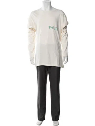 Pre-owned Rhude Graphic Print Crew Neck T-shirt In Neutrals