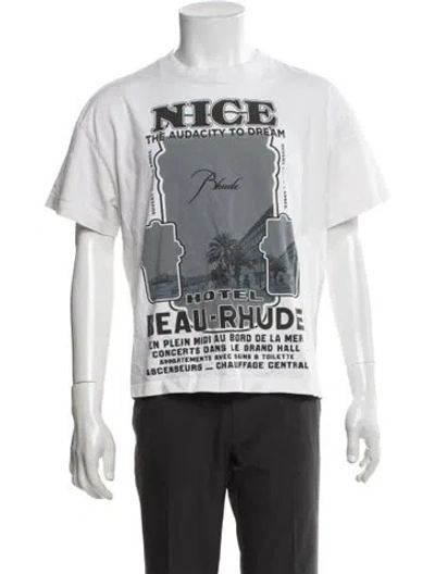Pre-owned Rhude Graphic Print Crew Neck T-shirt In Neutrals