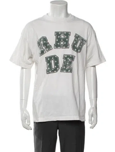 Pre-owned Rhude Graphic Print Crew Neck T-shirt In Neutrals