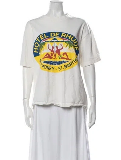 Pre-owned Rhude Graphic Print Crew Neck T-shirt In Neutrals