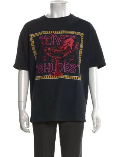 Pre-owned Rhude Graphic Print Crew Neck T-shirt W/ Tags In Black