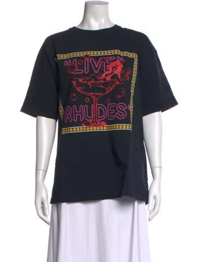 Pre-owned Rhude Graphic Print Crew Neck T-shirt W/ Tags In Black