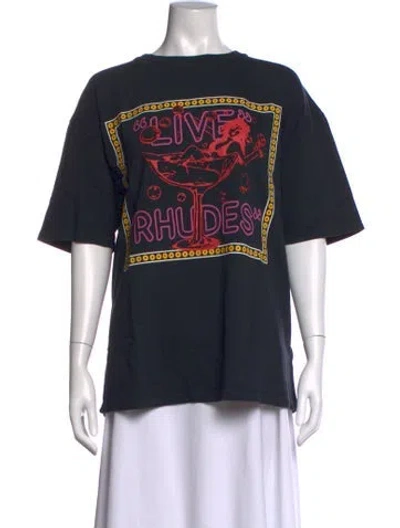 Pre-owned Rhude Graphic Print Crew Neck T-shirt W/ Tags In Black