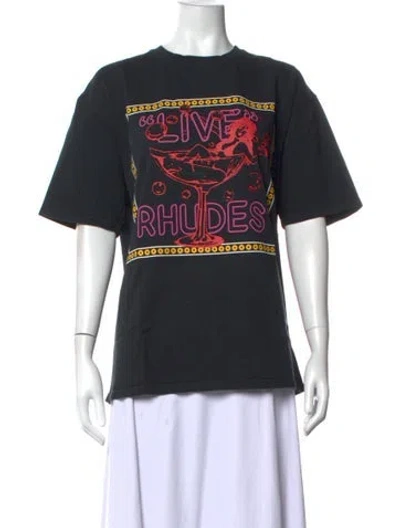 Pre-owned Rhude Graphic Print Crew Neck T-shirt W/ Tags In Black