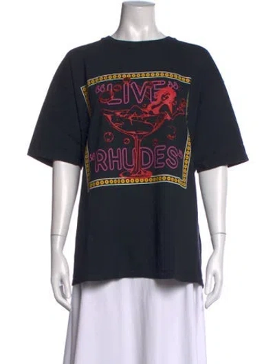 Pre-owned Rhude Graphic Print Crew Neck T-shirt W/ Tags In Black