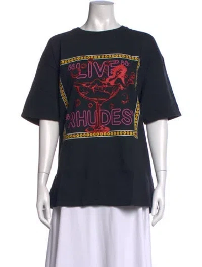 Pre-owned Rhude Graphic Print Crew Neck T-shirt W/ Tags In Black