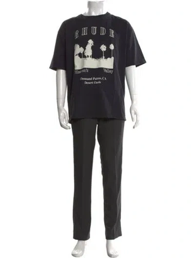 Pre-owned Rhude Graphic Print Crew Neck T-shirt W/ Tags In Black