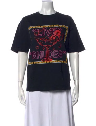 Pre-owned Rhude Graphic Print Crew Neck T-shirt W/ Tags In Black