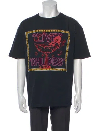 Pre-owned Rhude Graphic Print Crew Neck T-shirt W/ Tags In Blue