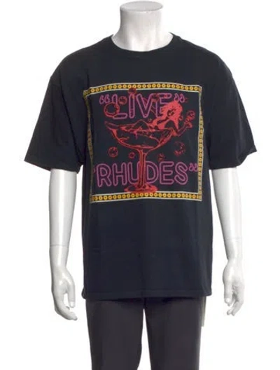 Pre-owned Rhude Graphic Print Crew Neck T-shirt W/ Tags In Blue