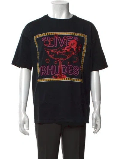 Pre-owned Rhude Graphic Print Crew Neck T-shirt W/ Tags In Blue