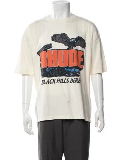 Pre-owned Rhude Graphic Print Crew Neck T-shirt W/ Tags In Neutrals