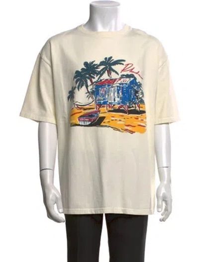 Pre-owned Rhude Graphic Print Crew Neck T-shirt W/ Tags In Neutrals
