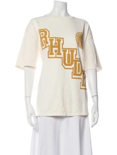 Pre-owned Rhude Graphic Print Crew Neck T-shirt W/ Tags In Neutrals