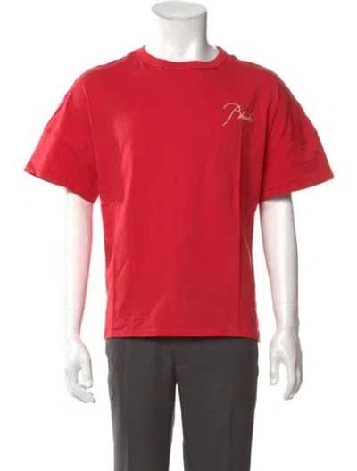 Pre-owned Rhude Graphic Print Crew Neck T-shirt W/ Tags In Red