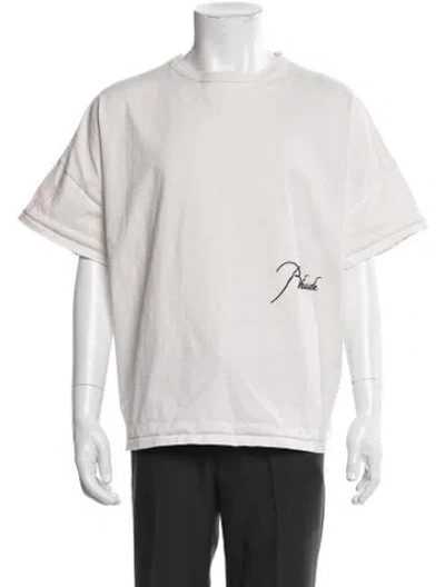 Pre-owned Rhude Graphic Print Crew Neck T-shirt In White