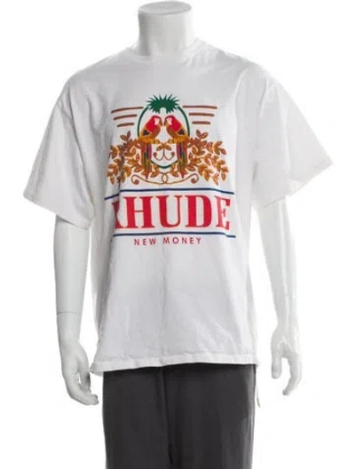Pre-owned Rhude Graphic Print Crew Neck T-shirt In White