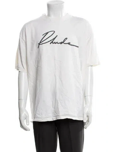 Pre-owned Rhude Graphic Print Crew Neck T-shirt In White