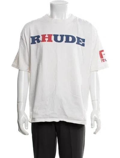 Pre-owned Rhude Graphic Print Crew Neck T-shirt In White