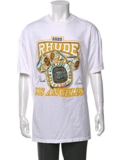 Pre-owned Rhude Graphic Print Crew Neck T-shirt In White