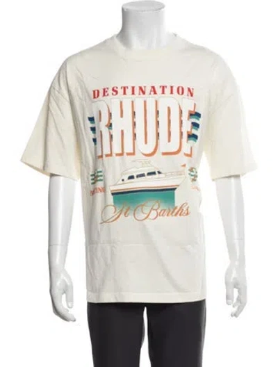 Pre-owned Rhude Graphic Print Crew Neck T-shirt In White
