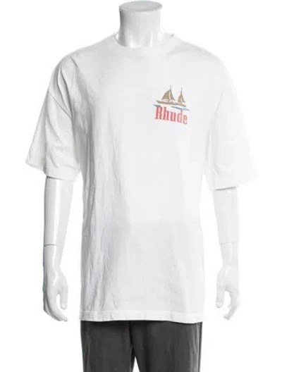 Pre-owned Rhude Graphic Print Crew Neck T-shirt In White