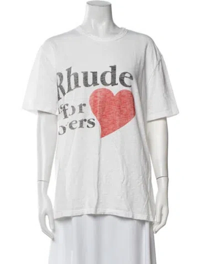 Pre-owned Rhude Graphic Print Crew Neck T-shirt In White