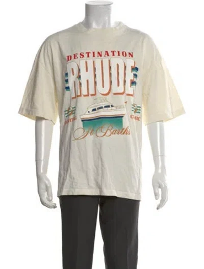 Pre-owned Rhude Graphic Print Crew Neck T-shirt In White