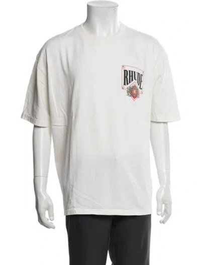 Pre-owned Rhude Graphic Print Crew Neck T-shirt In White