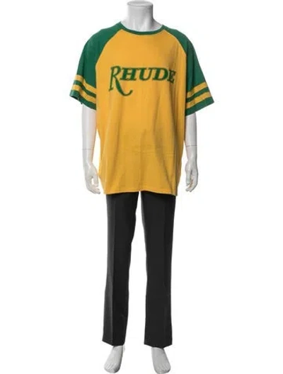 Pre-owned Rhude Graphic Print Crew Neck T-shirt In Yellow