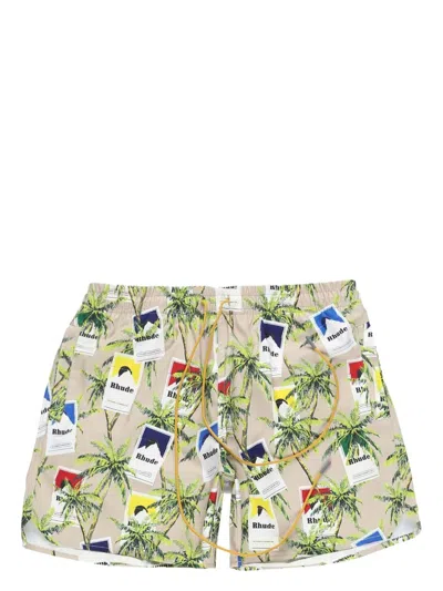 Rhude Graphic-print Deck Shorts In Neutrals