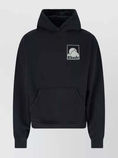 RHUDE GRAPHIC PRINT HOODED KANGAROO POCKET SWEATER