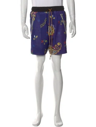 Pre-owned Rhude Graphic Print Jogger Shorts In Blue