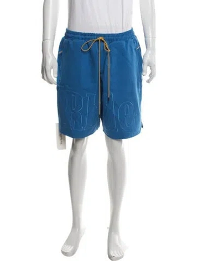 Pre-owned Rhude Graphic Print Jogger Shorts In Blue