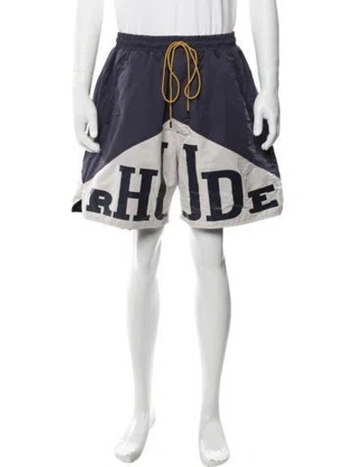Pre-owned Rhude Graphic Print Jogger Shorts In Blue