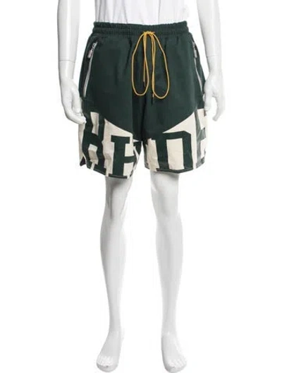 Pre-owned Rhude Graphic Print Jogger Shorts In Green