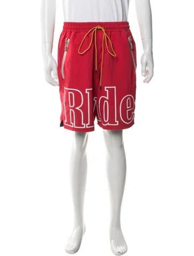 Pre-owned Rhude Graphic Print Jogger Shorts In Red