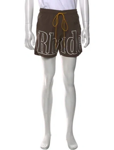 Pre-owned Rhude Graphic Print Jogger Shorts W/ Tags In Brown