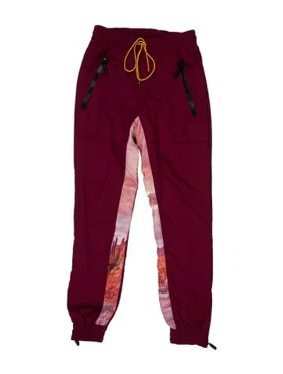 Pre-owned Rhude Graphic Print Joggers In Burgundy