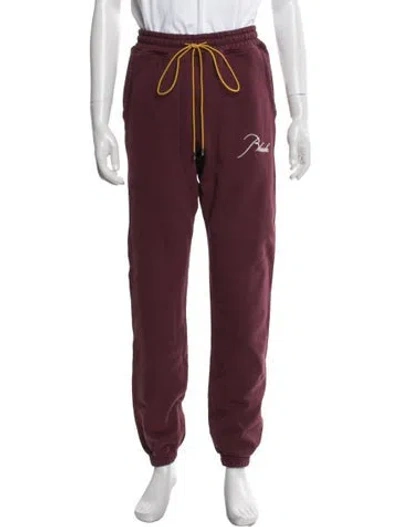 Pre-owned Rhude Graphic Print Joggers In Burgundy